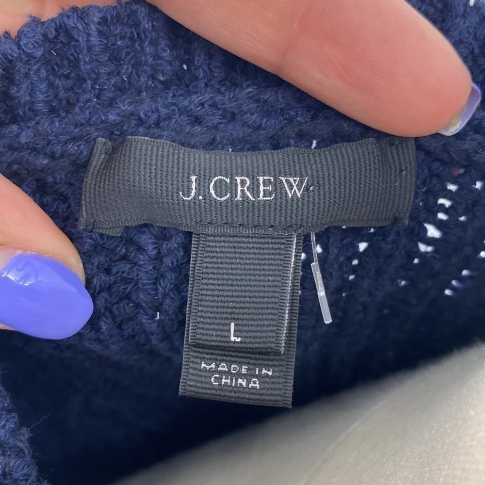 J. Crew Crochet Crew Ribbed Neckline Long Sleeve Sweater
